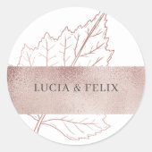 Classic Matt Rose Gold Blätter Wedding Runder Aufkleber (Vorderseite)