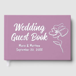 Classic Mauve Lila Floral Sketch Foil Guestbook Gästebuch
