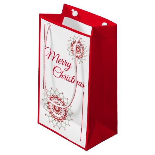 Classic Medallion Snowflake Kleine Geschenktüte (Vorderseite Schrägansicht)