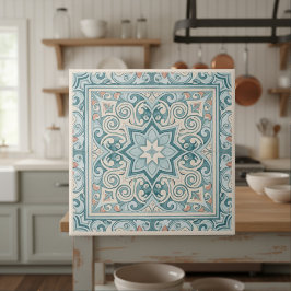 Classic Mediterranean Pattern Pat#29 Teal ID1195 Fliese