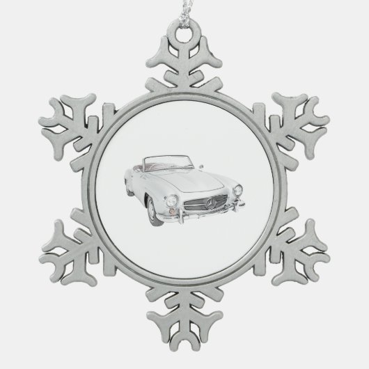 Classic Mercedes Convertible Weihnachtsschmuck Schneeflocken Zinn-Ornament (Vorderseite)