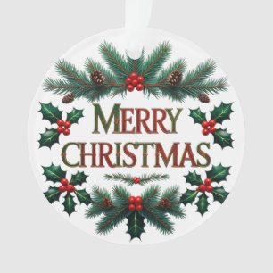 Classic Merry Christmas Acrylic Circle Ornament