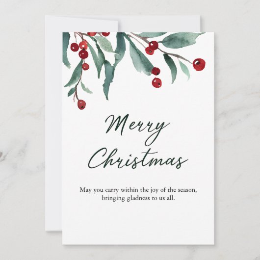 Classic Merry Christmas Card with Warm Winter Wish Einladung (Vorderseite)