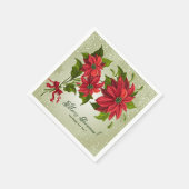 Classic Merry Christmas Paper Napkin Poinsettias Serviette (Ecke)