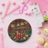 Classic Merry Christmas Plaid Design Pappteller (Party)