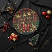 Classic Merry Christmas Plaid Design Pappteller