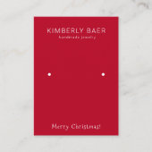 Classic Merry Christmas Red Earring Display Visitenkarte (Vorderseite)