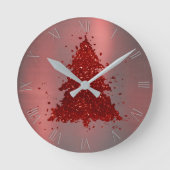 Classic Merry Christmas | Rich Festive Crimson Red Runde Wanduhr (Vorderseite)