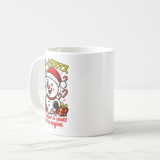 Classic Merry Christmas Snowman Mug Elegant Festiv Kaffeetasse (Vorderseite Links)