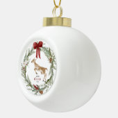 Classic Merry Christmas Winter Holiday Wreath Keramik Kugel-Ornament (Rechts)