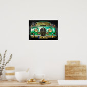 Classic Metallic Green Jaguar Sedan Poster (Küche)