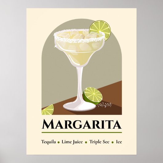 Classic Mexican Margarita with Salt Rim Recipe Art Poster (Vorne)