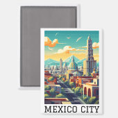 Classic Mexico City CDMX Retro Vintage Travel Magnet (Vorderseite/Rückseite)