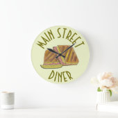 Classic Miami Cuban Sandwich Diner Deli Restaurant Große Wanduhr (Zuhause)