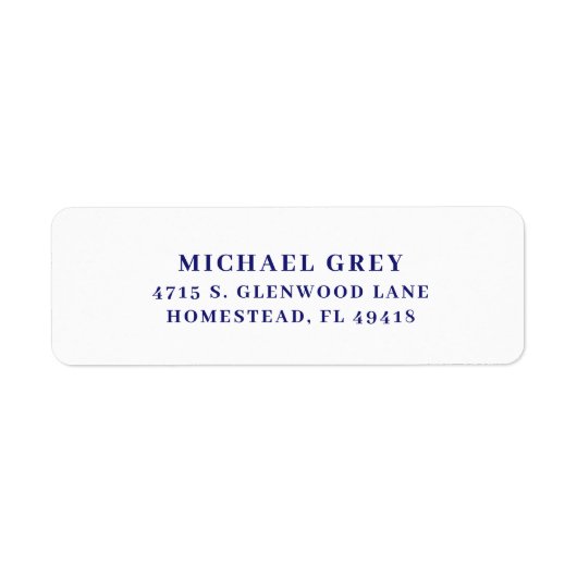 Classic Midnight Blue Moderne Rücksendeadresse (Vorne)