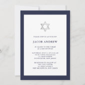 Classic Midnight Blue und White | Bar Mitzvah Einladung (Vorderseite)
