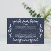 Classic Midnight Navy Blue Ornately Framed Wedding Begleitkarte (Stehend Vorderseite)