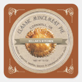 CLASSIC MINCEMEAT PIE Grunge Schriftart Kraft Brow Quadratischer Aufkleber (Vorderseite)
