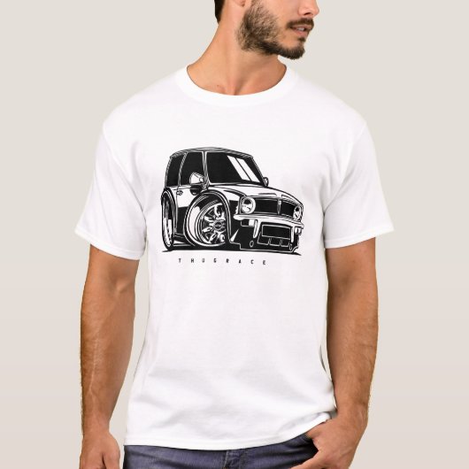 Classic Mini Clubman Toon Art Car Enthusiast T-Shirt (Vorderseite)