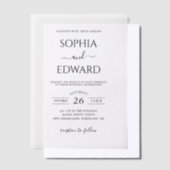 Classic Minimal Black and White Wedding Pergament Einladungen (Versetzt)