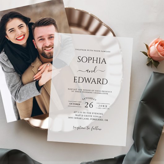 Classic Minimal Black and White Wedding Pergament Einladungen