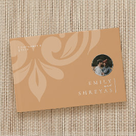 Classic Minimal Damask Ochre Foto Hochzeit Gästebuch