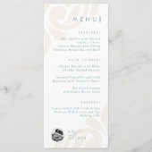 Classic Minimal Damask Pewter Blue Foto Hochzeit Menükarte (Vorderseite)