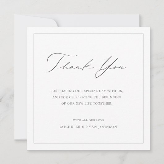 Classic Minimal Modern Wedding Dankeschön Card Einladung (Vorderseite)