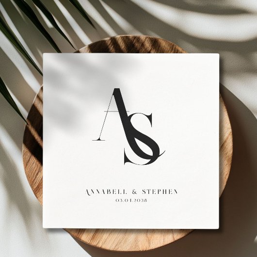 Classic, Minimal, Monogram, Wedding Napkins Serviette