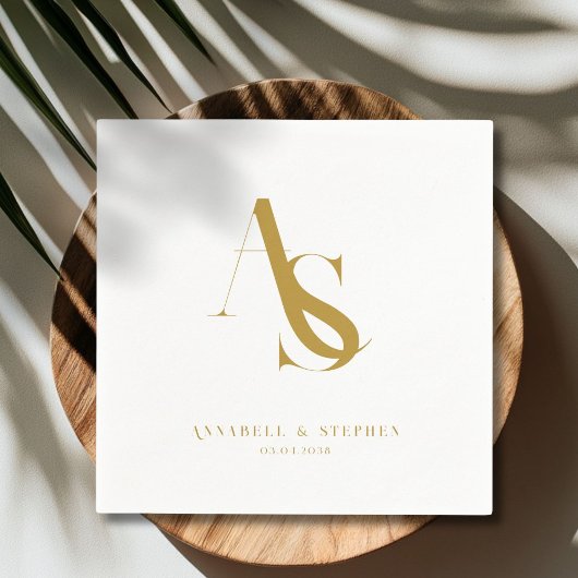 Classic, Minimal, Monogram, Wedding Napkins Serviette