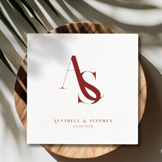 Classic, Minimal, Monogram, Wedding Napkins Serviette