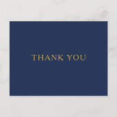 Classic Minimal Navy Blue Gold Hochzeit Vielen Dan Postkarte (Vorderseite)