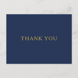 Classic Minimal Navy Blue Gold Hochzeit Vielen Dan Postkarte