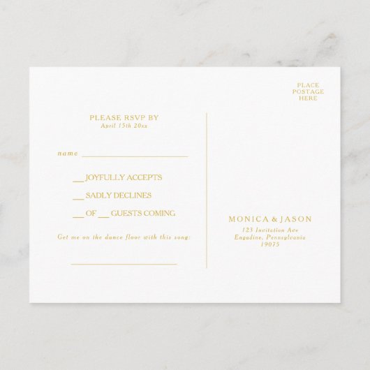 Classic Minimal Navy Blue | Gold Song Request UAWG Postkarte (Rückseite)