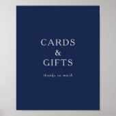 Classic Minimal Navy Blue Silver Cards und Geschen Poster (Vorne)