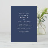 Classic Minimal Navy Blue | Silver Lingerie Dusche Einladung (Stehend Vorderseite)