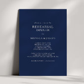 Classic Minimal Navy Blue Silver Probe Dinner Einladung