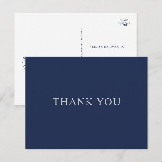 Classic Minimal Navy Blue Silver Wedding Vielen Da Postkarte (Vorne/Hinten)