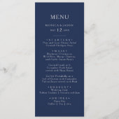 Classic Minimal Navy Blue | Silver Wedning Dinner Menükarte (Vorderseite)