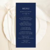 Classic Minimal Navy Blue | Silver Wedning Dinner Menükarte