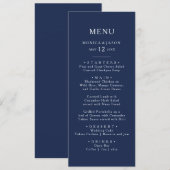 Classic Minimal Navy Blue | Silver Wedning Dinner Menükarte (Vorne/Hinten)