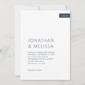 Classic Minimal Navy Blue & White Monogram Wedding Einladung (Vorderseite)