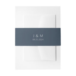 Classic Minimal Navy Blue & White Monogram Wedding Einladungsbanderole