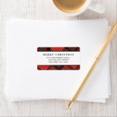 Classic Minimal Red and Green Kariert Christmas Adressaufkleber (Insitu)