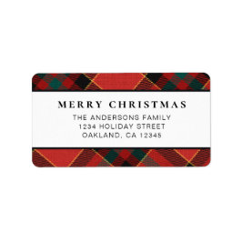 Classic Minimal Red and Green Kariert Christmas Adressaufkleber