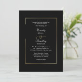 Classic Minimal Schwarz-weiß Gold Border Wedding Einladung (Stehend Vorderseite)