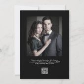 Classic Minimal Schwarz-weiß Gold Border Wedding Einladung (Rückseite)