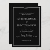 Classic Minimalist Ampersand Monogram Black White Einladung (Vorne/Hinten)