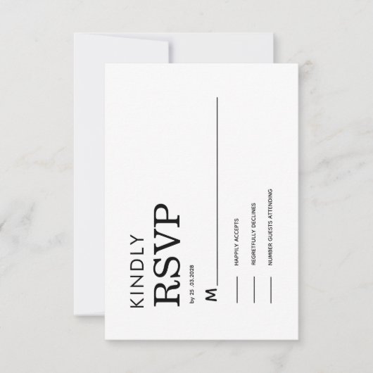 CLASSIC MINIMALIST BLACK AND WHITE RSVP CARD KARTE (Vorderseite)