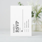 CLASSIC MINIMALIST BLACK AND WHITE RSVP CARD KARTE (Stehend Vorderseite)